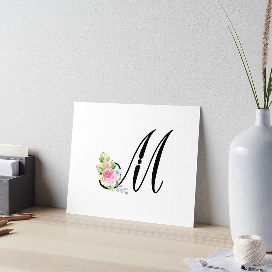 Floral M Monogram Art Print by TheTeeMachine