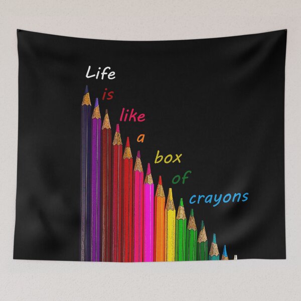 Item preview, Coloured pencils arranged in a slope. Life is like a box of crayons. Black background. designed and sold by janesg.