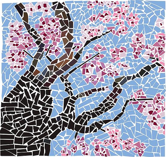 "Cherry Blossom Tree Mosaic Adaptation" Poster by lightmountain Redbubble