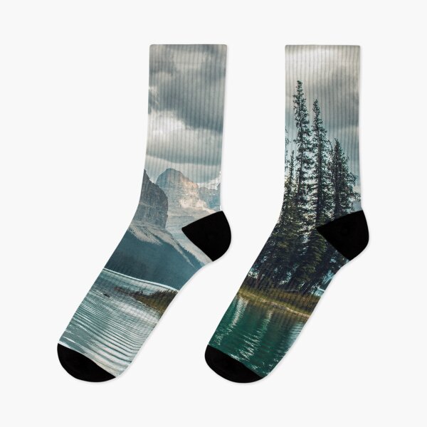 Item preview, Spirit Island on Maligne Lake, Jasper National Park, Alberta, Canada | Spirit Island with Tall Mountains Surrounding Blue Lake designed and sold by BackpackTravel.