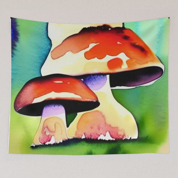 Item preview, Mushrooms watercolor painting designed and sold by Mirarima.