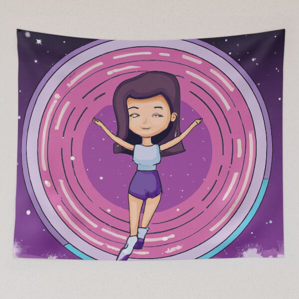 Item preview, Cute girl is floating in space. Artistic Illustration Cartoon Comics Drawing designed and sold by yunuzdemirtas.