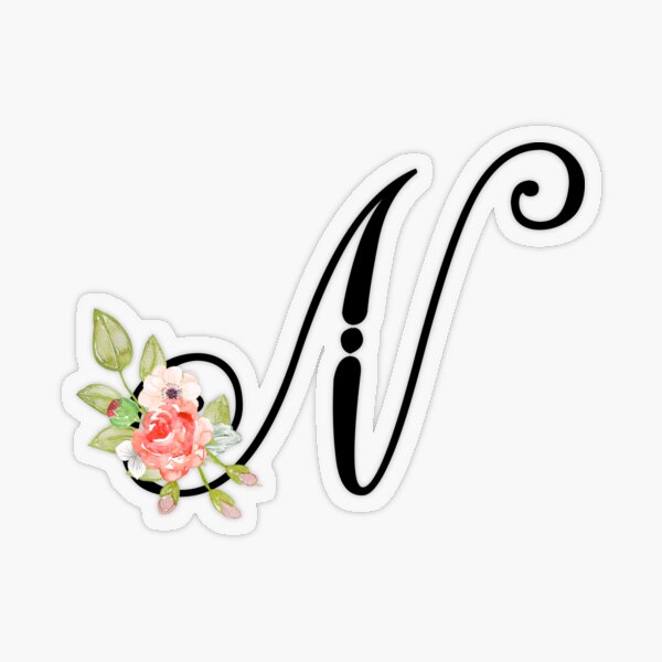 Monogram Floral Cursive Letter N Sticker for Sale by sporadicdoodlin