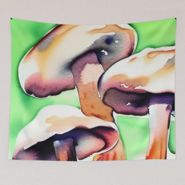 Item preview, Mushrooms watercolor painting designed and sold by Mirarima.