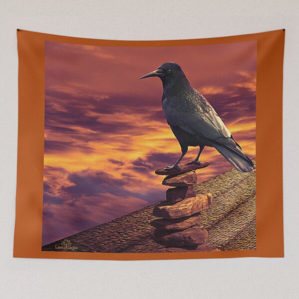 Item preview, Black Crow on a roof | Abstract Wild Life designed and sold by LenaKiagia.
