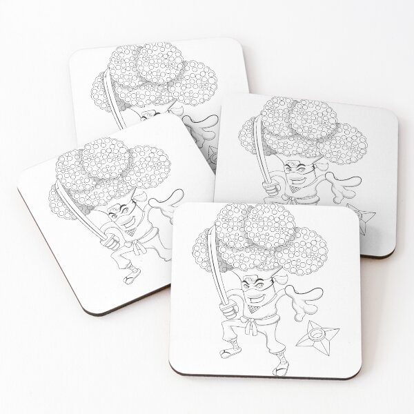 Item preview, Vegetable warrior Broccoli Ninja black and white coloring designed and sold by LucianoCosmo.