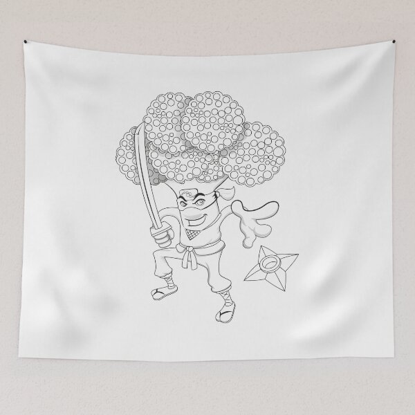 Item preview, Vegetable warrior Broccoli Ninja black and white coloring designed and sold by LucianoCosmo.