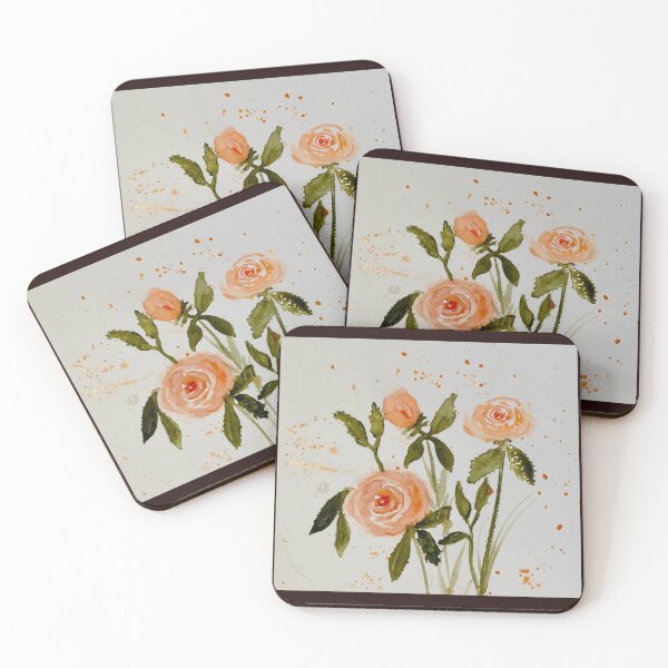 Item preview, Coral roses designed and sold by watercolorsLiz.