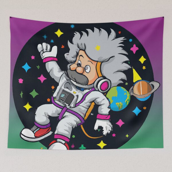 Item preview, Astronaut einstein flying in space. Vector Illustration. Cartoon portrait of Albert Einstein designed and sold by yunuzdemirtas.