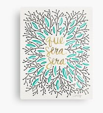 Whatever Will Be, Will Be (Turquoise & Gold) Metal Print