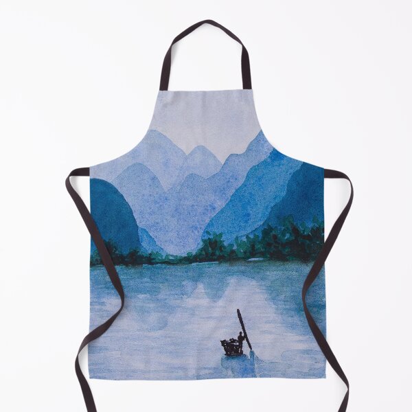 Item preview, Blue river landscape hand painted in watercolor designed and sold by Chantellearts.
