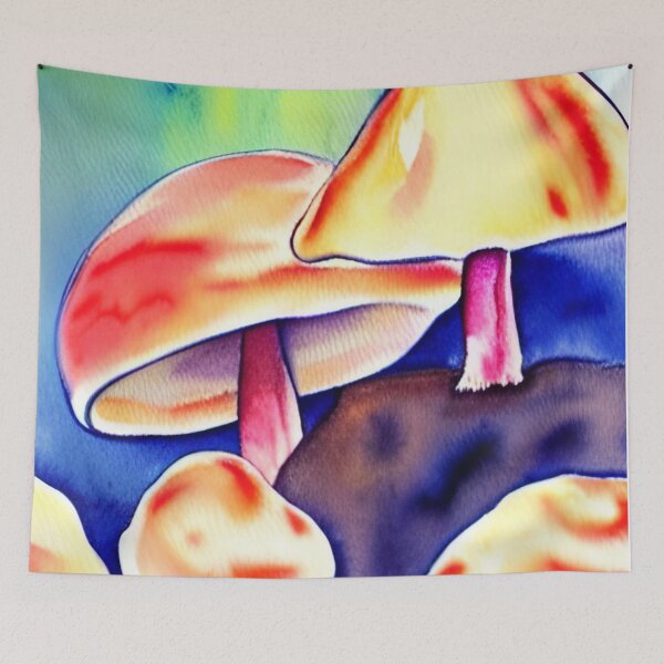 Item preview, Mushrooms watercolor painting designed and sold by Mirarima.