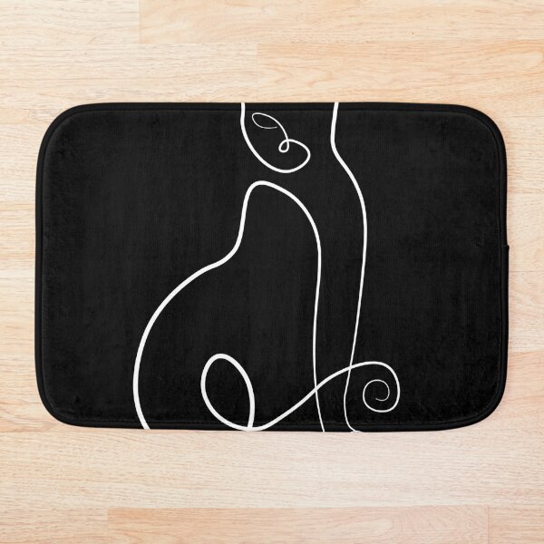 Aperçu de l'œuvre Cat Line Art Dessin minimaliste abstrait sur fond noir créée et vendue par AichaShopS.