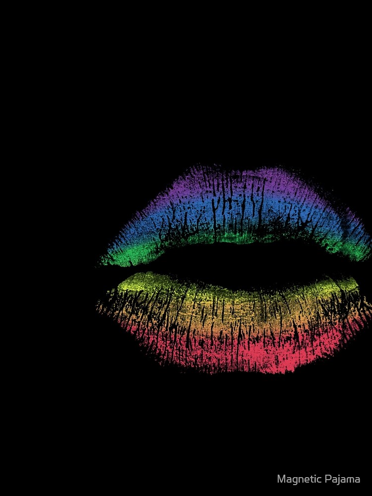 Rainbow Pride Kiss // LGBT Gay Rights Flag Lips by MagneticMama