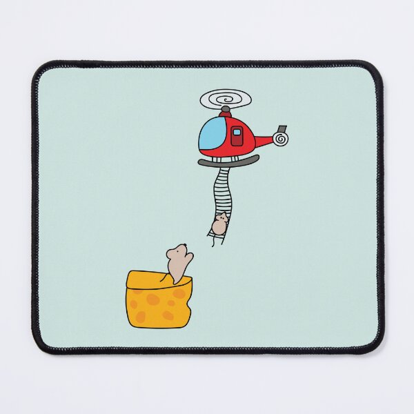 Item preview, funny mouse on top of a cheese taking helicopter rope ladder designed and sold by wordspotrayal.