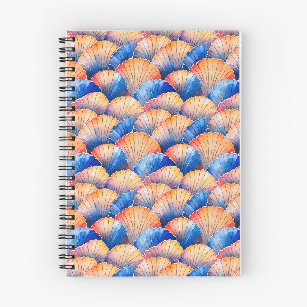 Item preview, Blue and Orange  Scallop Shells Watercolor Design designed and sold by ClairesPatterns.