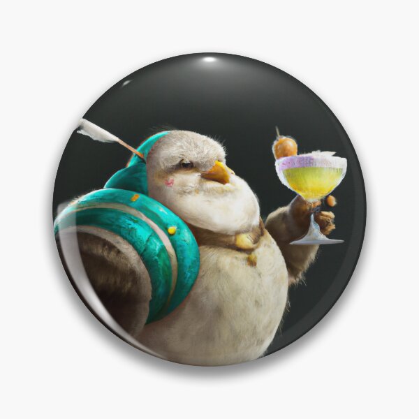 Artikelvorschau, Flaumiger mittelalterlicher Vogel, der einen Cocktail trinkt entworfen und verkauft von Jasson.