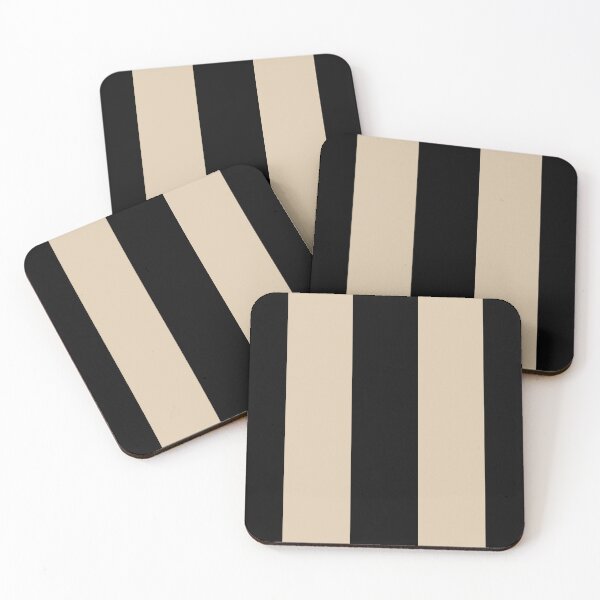 Item preview, Khaki Black Minimal Vertical Stripe Pattern Pairs Valspar 2023 COTY Holmes Cream 3004-10B designed and sold by ColorOfTheYears.