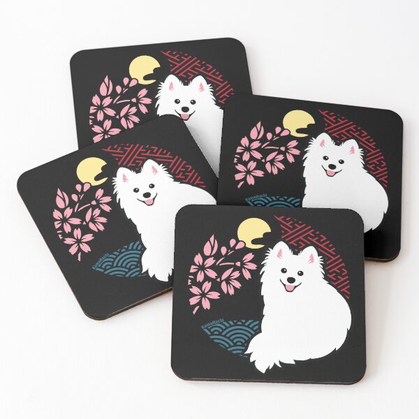 Item preview, Happy Spitz Dog & Sakura - Japanese Kirie Paper Cutting Art Style (Black) designed and sold by kamahachi.
