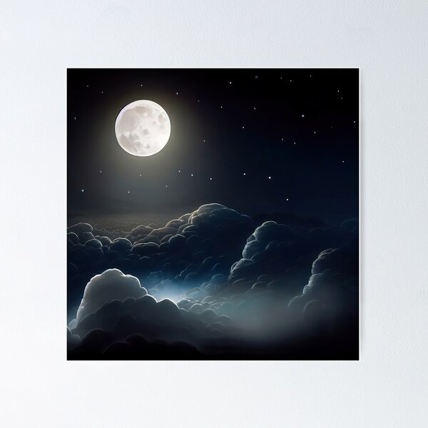 Item preview, Night Darkmoon on a Grey Cloudy Sky Sticker designed and sold by TheCreativeFab.