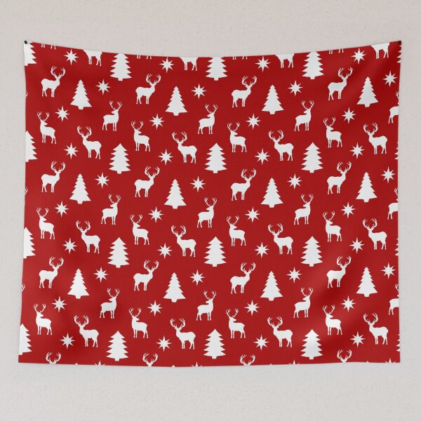 Item preview, White Reindeers and Christmas Trees designed and sold by BelloniArtShop.
