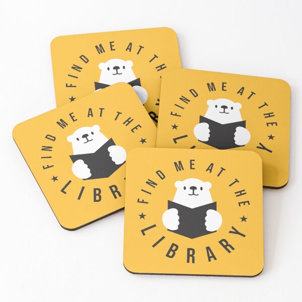 Item preview, Find Me At The Library, National library week, Cute, Cool Bear reading book designed and sold by Rajan Supal.