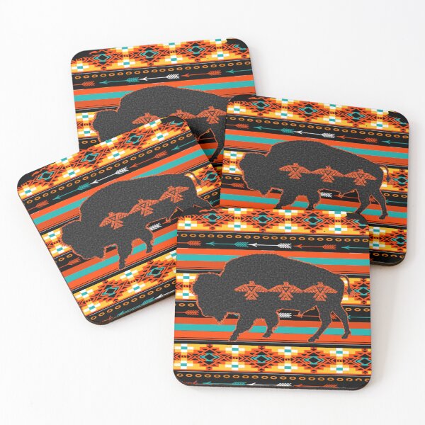 Artikelvorschau, Bison mit indianischem Muster - westliches Design entworfen und verkauft von handsoftime2020.
