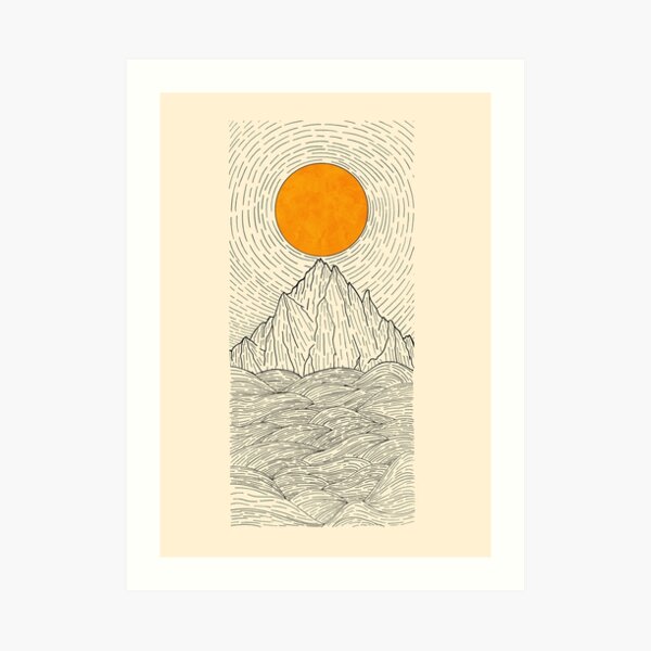 The sun over the mountain waves Art Print
