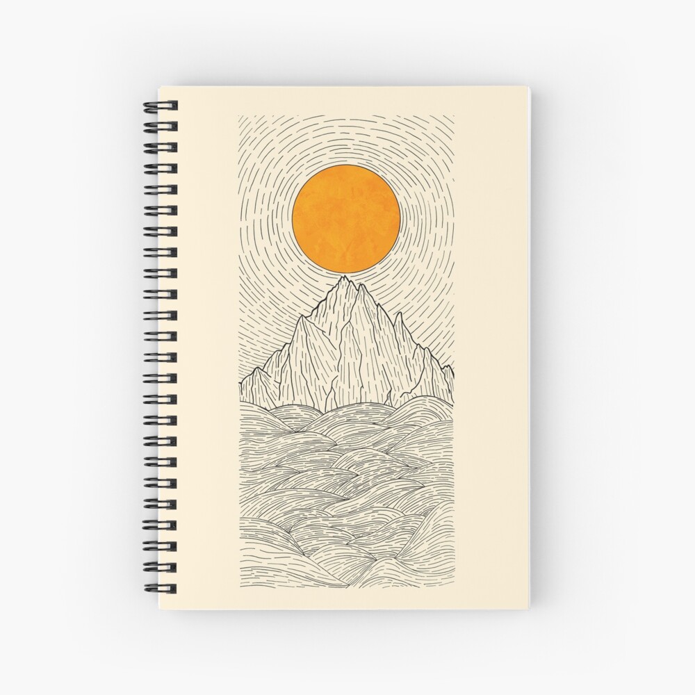 The sun over the mountain waves Spiral Notebook