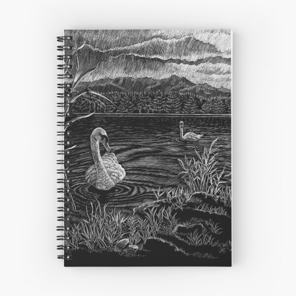 Item preview, Swan Lake at Sunset (scraperboard) designed and sold by Painting By Nature.
