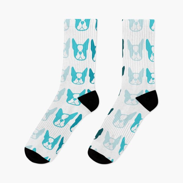 Item preview, Boston Terrier dogs on the horizontal - blue Bostons - aqua Boston Terrier pattern designed and sold by smooshfaceutd.