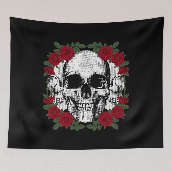 Item preview, Triple Skull With Roses Art Design Draw Street Art designed and sold by BK-Fishing.