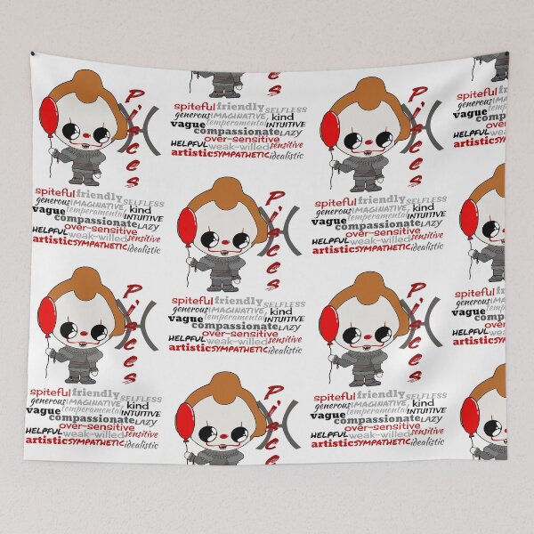 Item preview, Pisces Zodiac Horror Monster- funny, cute, february, march, sign, horoscope, creepy, thriller, movie, film, traits, balloon, clown, sewer, scary, killers, fiction, kawaii, chibi designed and sold by Bruh-llc.