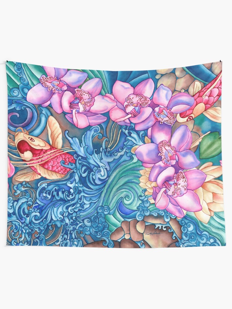 Alternate view of Orchid Splash Tapestry
