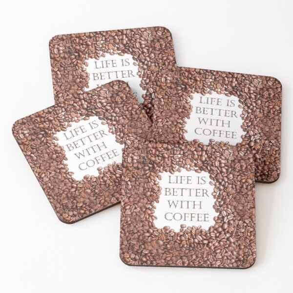 Item preview, Life is better with coffee. Roasted coffee beans. White background. designed and sold by janesg.