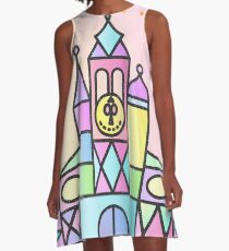 It's a Small World After All Colourful Castle A-Line Dress