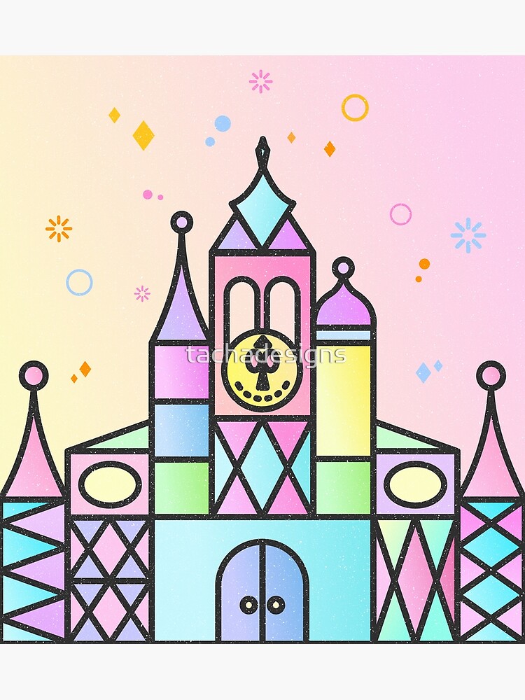 It S A Small World After All Colourful Castle Postcard By Tachadesigns Redbubble