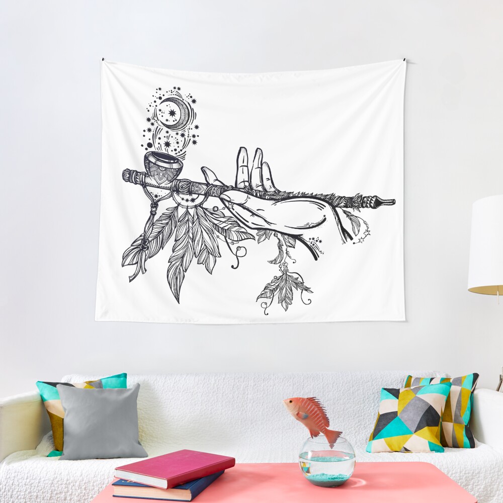 Peace Pipe Offering // Native American Art Tapestry