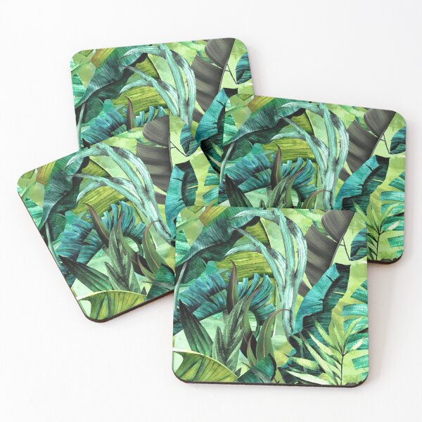 Item preview, Exotic tropical green foliage forest, leaves and flowers tropical pattern, botanical illustration, green plants illustration   designed and sold by ZeinabTaha.