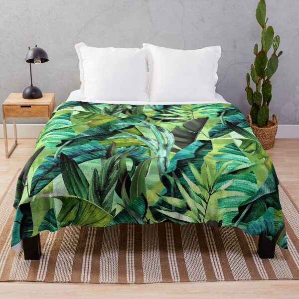 Item preview, Exotic tropical green foliage forest, leaves and flowers tropical pattern, botanical illustration, green plants illustration   designed and sold by ZeinabTaha.