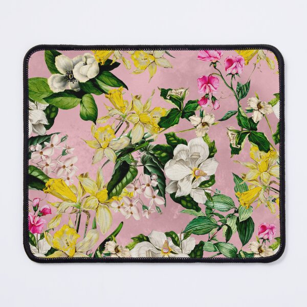Item preview, Stylish Exotic flowers and leaves paradise garden, leaves and flowers tropical pattern, botanical illustration, pink floral illustration designed and sold by ZeinabTaha.