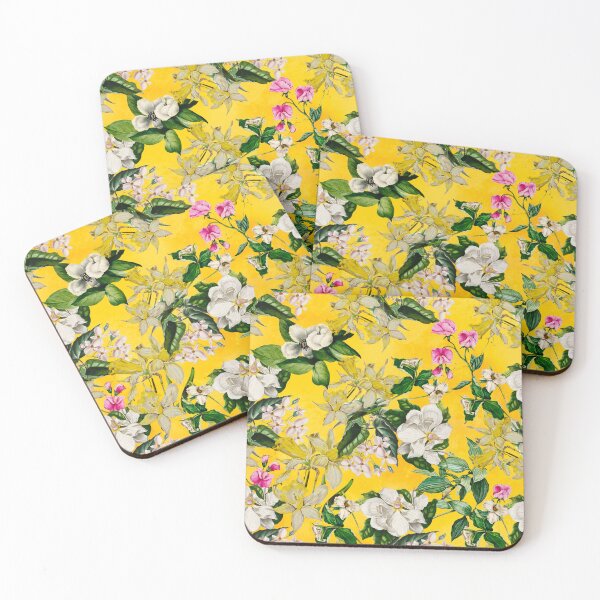 Item preview, Stylish Exotic flowers and leaves paradise garden, leaves and flowers tropical pattern, botanical illustration, yellow floral illustration  designed and sold by ZeinabTaha.