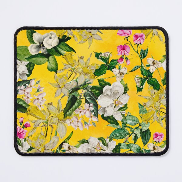 Item preview, Stylish Exotic flowers and leaves paradise garden, leaves and flowers tropical pattern, botanical illustration, yellow floral illustration designed and sold by ZeinabTaha.