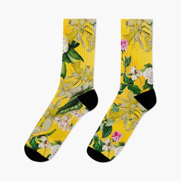 Item preview, Stylish Exotic flowers and leaves paradise garden, leaves and flowers tropical pattern, botanical illustration, yellow floral illustration  designed and sold by ZeinabTaha.