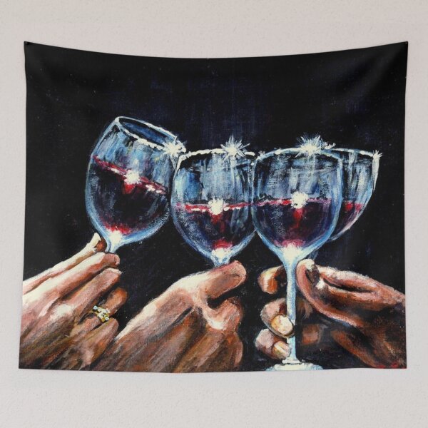 Item preview, RED WINE CHEERS designed and sold by Mackenzie Moulton International Artist .