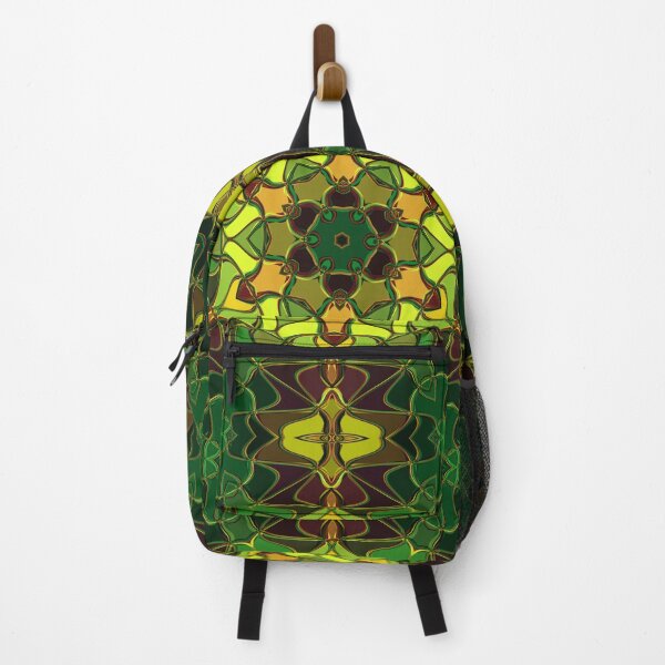 Item preview, Cartoon Mandala Flower Green Orange and Yellow designed and sold by WormholeOrbital.