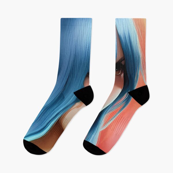 Artikelvorschau,  Schönes Mädchen mit langen blauen Haaren entworfen und verkauft von Artaverse.