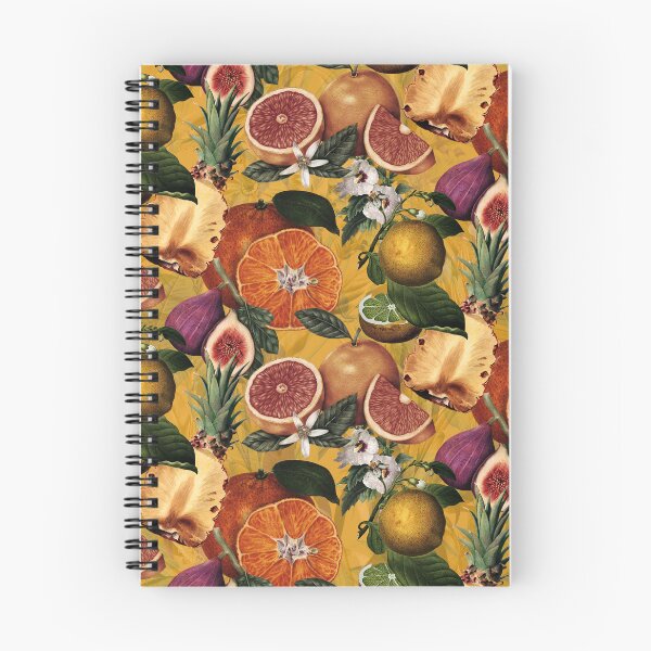 Item preview, Copy of Trendy blooming citrus pineapples fruits pattern, orange botanical illustration, yellow floral illustration    designed and sold by ZeinabTaha.