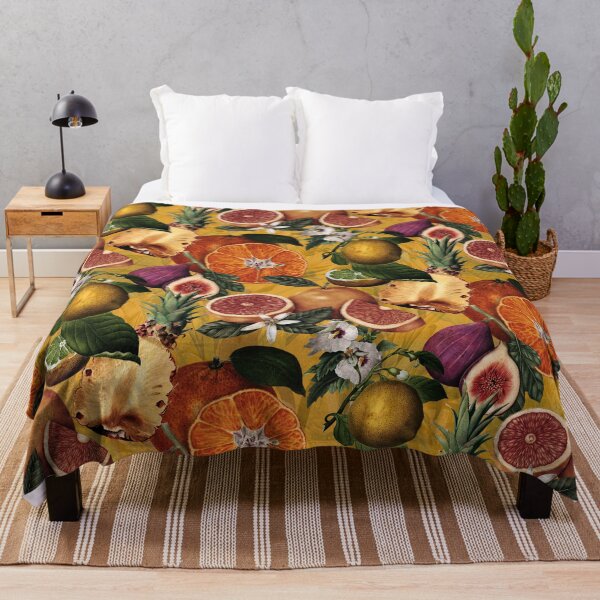 Item preview, Copy of Trendy blooming citrus pineapples fruits pattern, orange botanical illustration, yellow floral illustration designed and sold by ZeinabTaha.