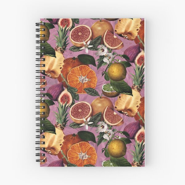 Item preview, Trendy blooming citrus pineapples fruits pattern, orange botanical illustration, pink floral illustration    designed and sold by ZeinabTaha.